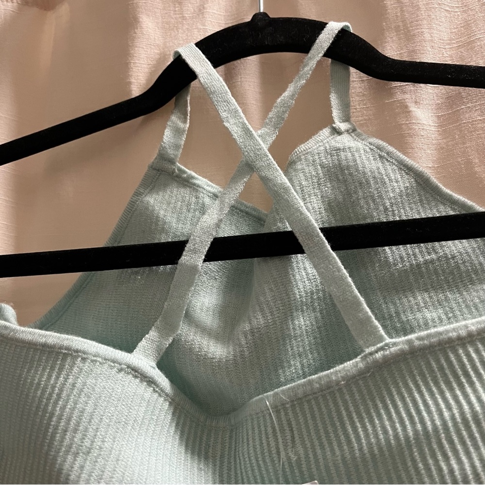 LA Hearts PacSun Mint Cropped Sweater Knit Halter Cami with Criss-Cross Back NWT - Picture 4 of 11